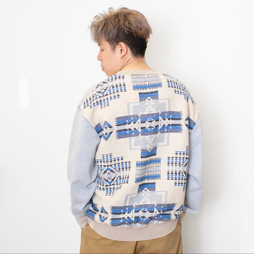 (SW514) Washed Tribal Pattern Sweater