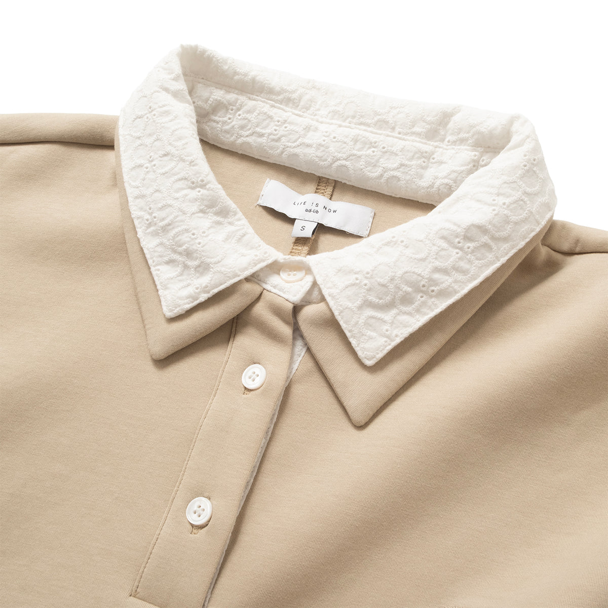 (TP1922) Cropped Lace Collar Polo
