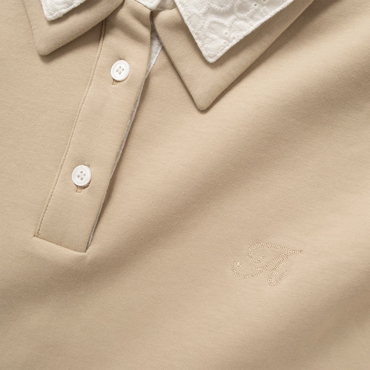 (TP1922) Cropped Lace Collar Polo