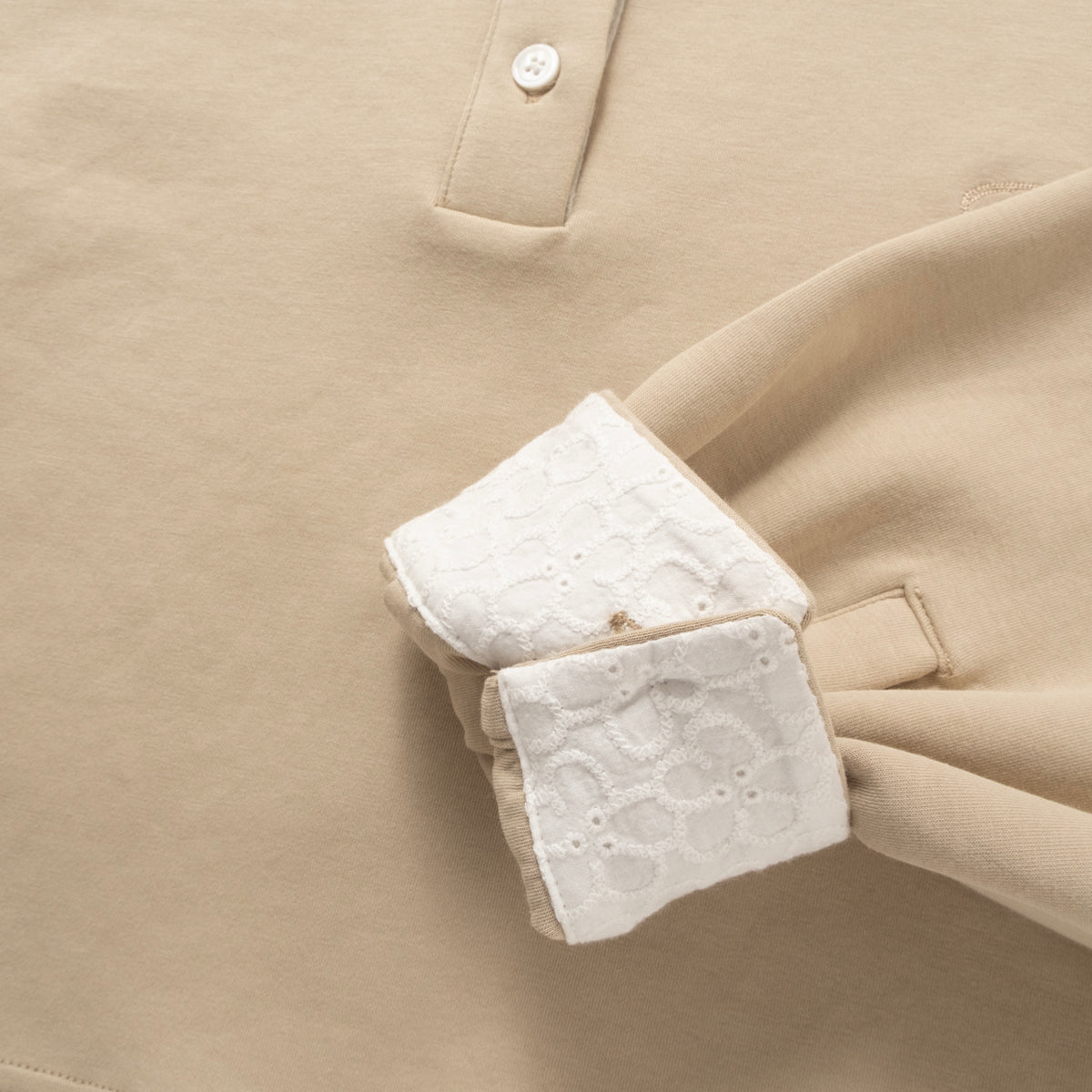 (TP1922) Cropped Lace Collar Polo