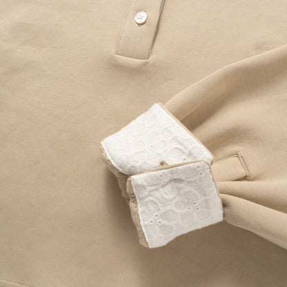 (TP1922) Cropped Lace Collar Polo