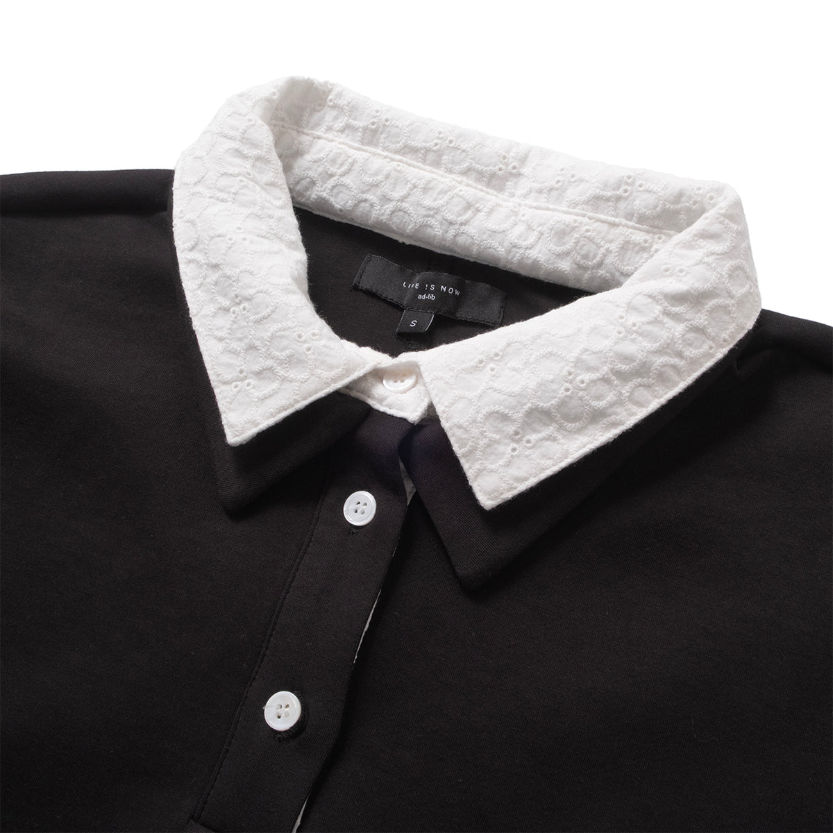 (TP1922) Cropped Lace Collar Polo
