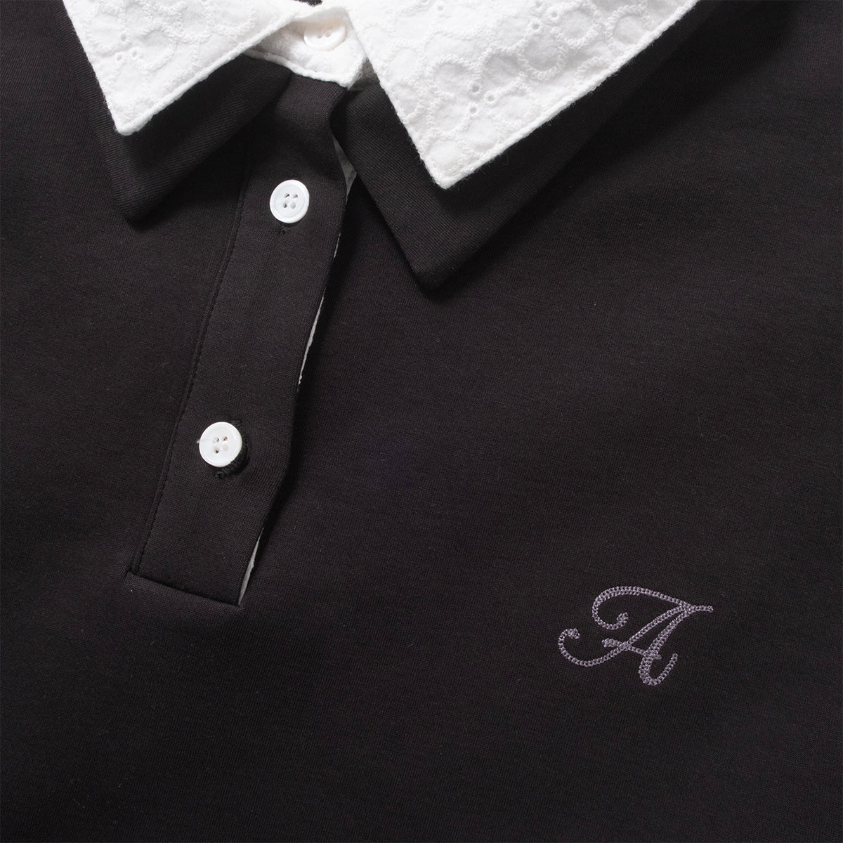 (TP1922) Cropped Lace Collar Polo