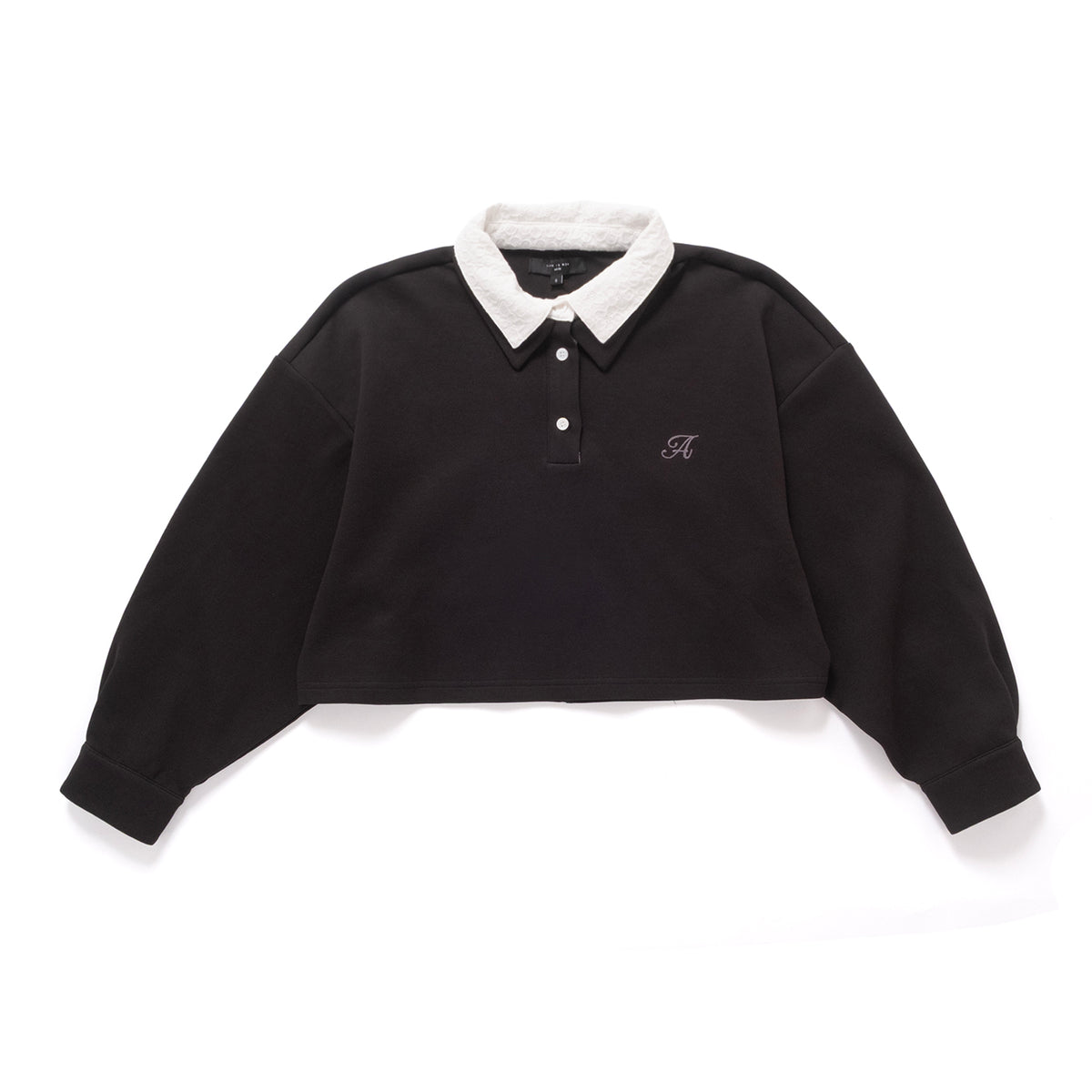 (TP1922) Cropped Lace Collar Polo