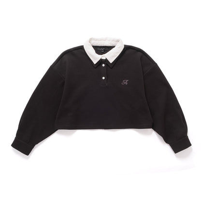 (TP1922) Cropped Lace Collar Polo