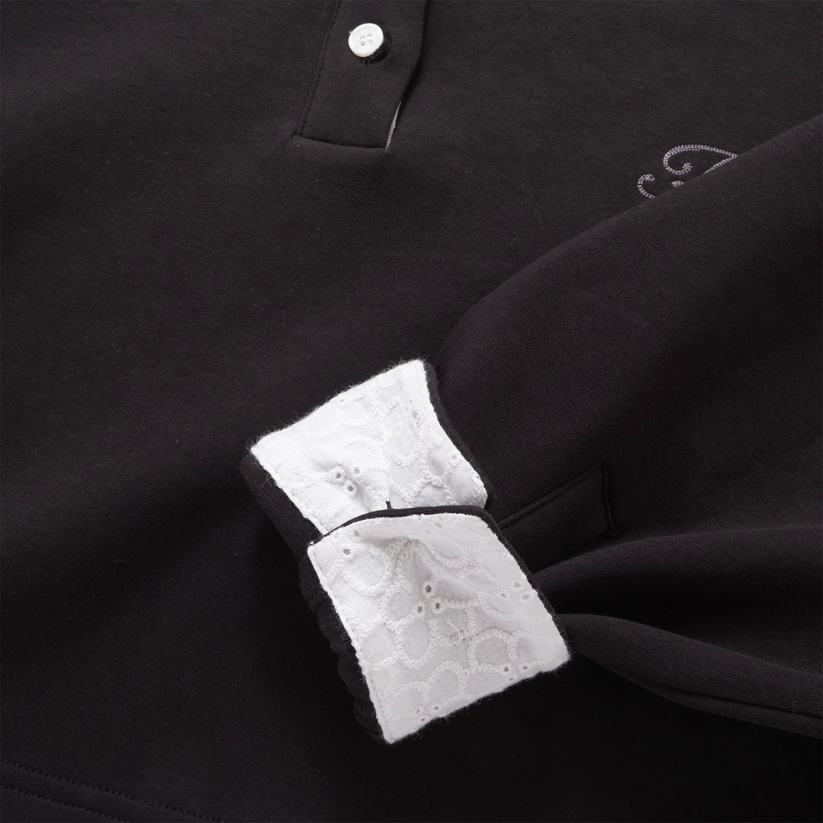 (TP1922) Cropped Lace Collar Polo