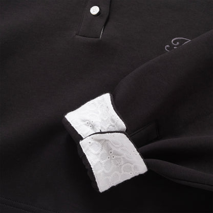 (TP1922) Cropped Lace Collar Polo