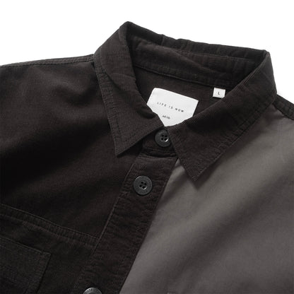(ST561) Two Tone Patchwork Shirt