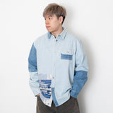 (ST479) Denim Patchwork Shirt