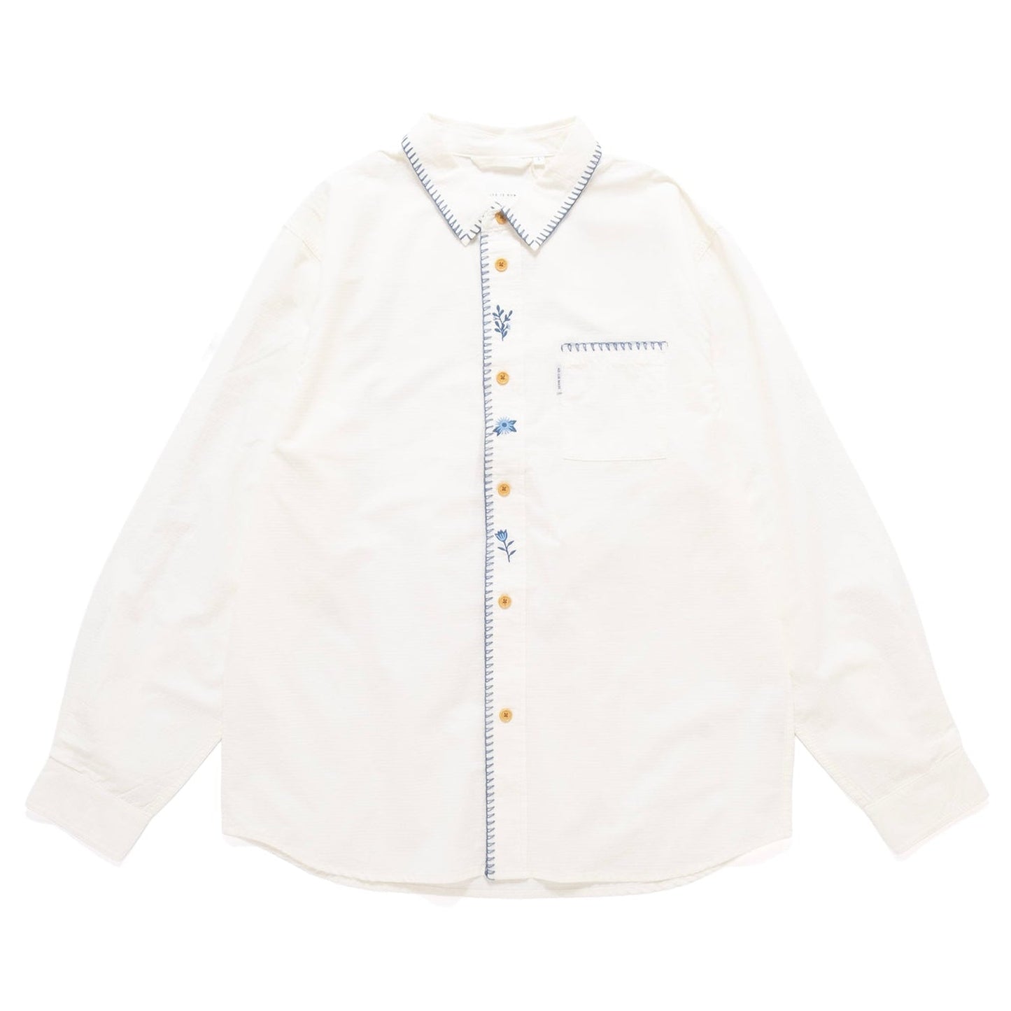 (ST486) Floral Embroidery Shirt