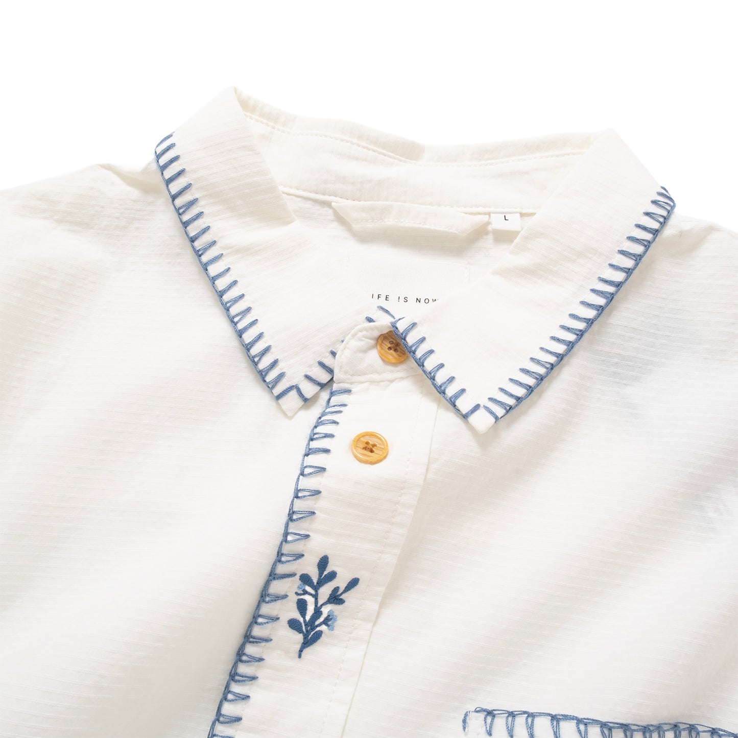 (ST486) Floral Embroidery Shirt