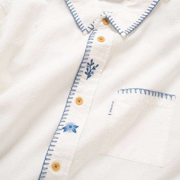 (ST486) Floral Embroidery Shirt