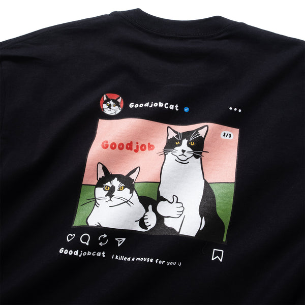 (ZT1787) Good Job Cat IG Graphic Long Sleeve Tee