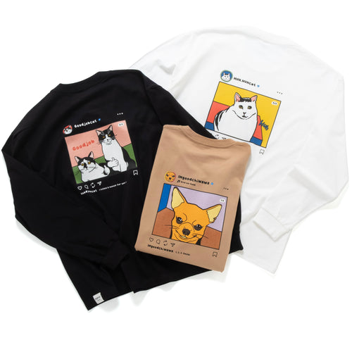 (ZT1787) Good Job Cat IG Graphic Long Sleeve Tee
