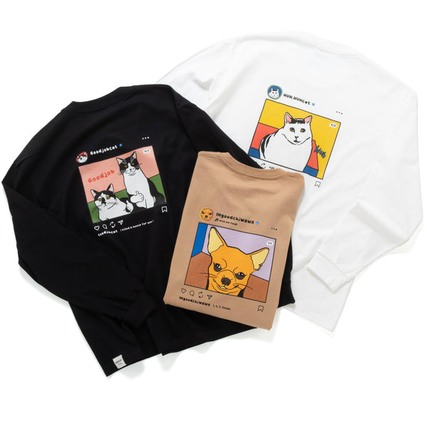 (ZT1787) Good Job Cat IG Graphic Long Sleeve Tee