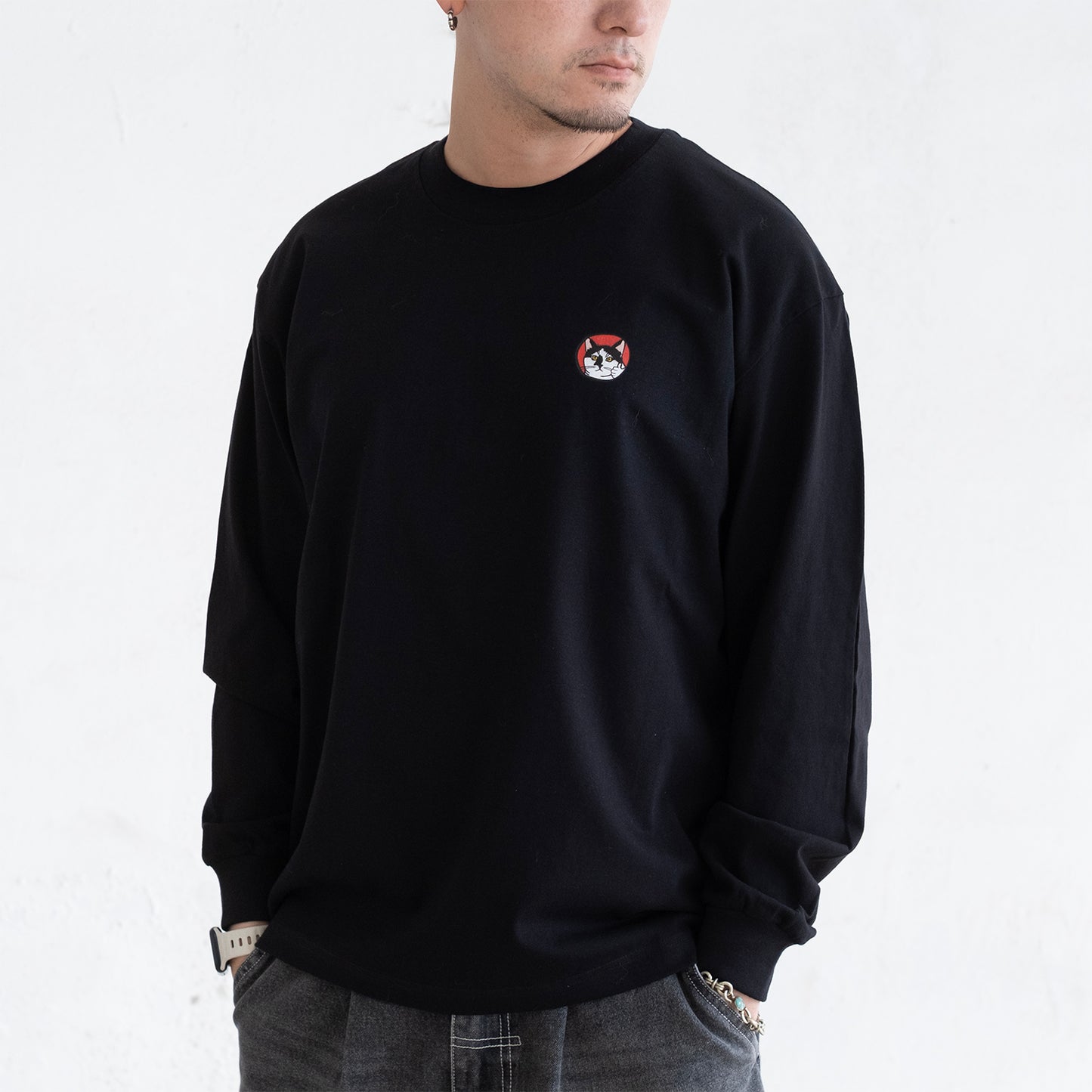 (ZT1787) Good Job Cat IG Graphic Long Sleeve Tee