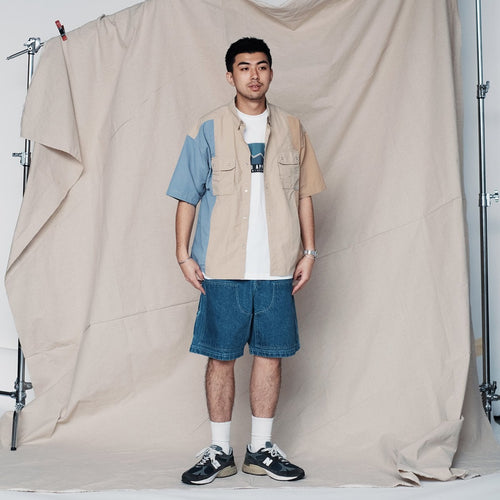 (SP332) Heavy Wash Denim Double Knee Shorts