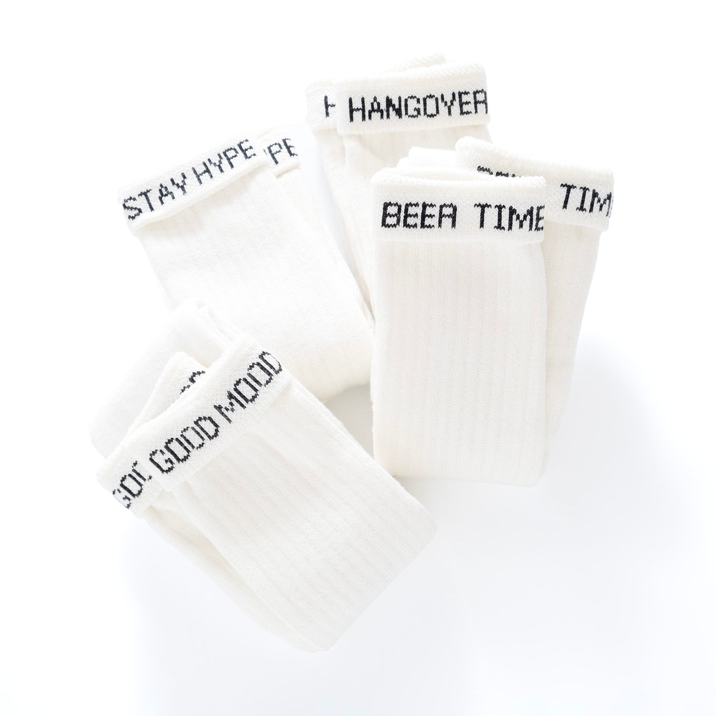 (SK077) Beer Time Message Rolled Socks