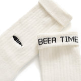 (SK077) Beer Time Message Rolled Socks