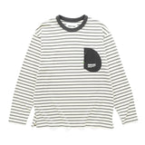 (TP1720) Stripe Pocket Long Sleeve Tee