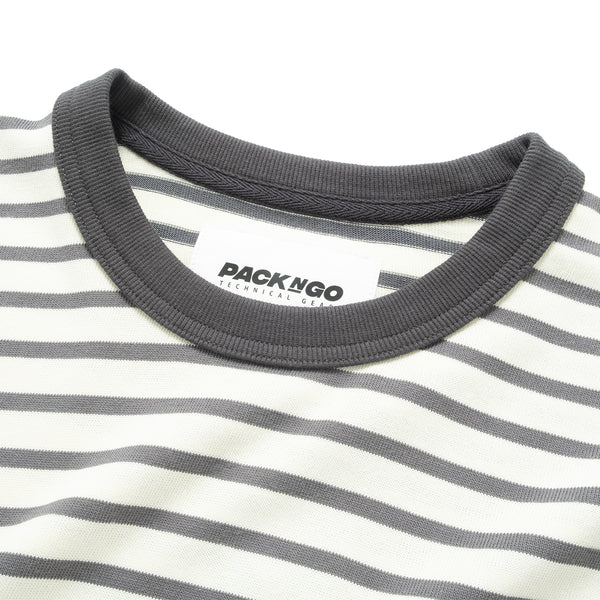 (TP1720) Stripe Pocket Long Sleeve Tee