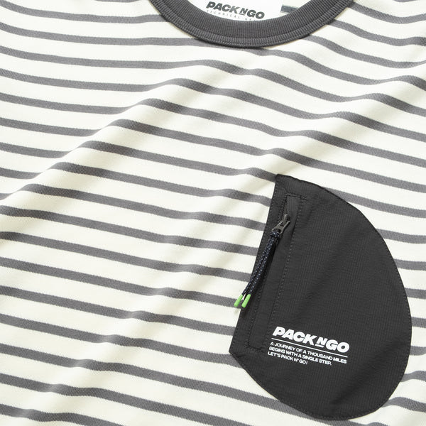 (TP1720) Stripe Pocket Long Sleeve Tee