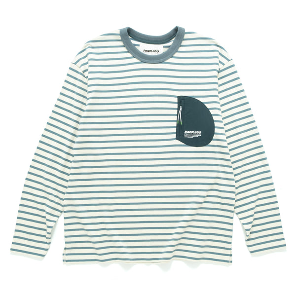 (TP1720) Stripe Pocket Long Sleeve Tee