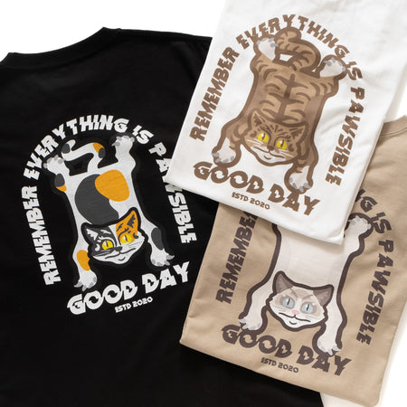 (ZT1036) Paw and Hand Cat Graphic Tee