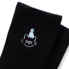 (EX662) Blue Hat Cat Embroidery Socks