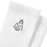 (EX663) Brown Hat Cat Embroidery Socks
