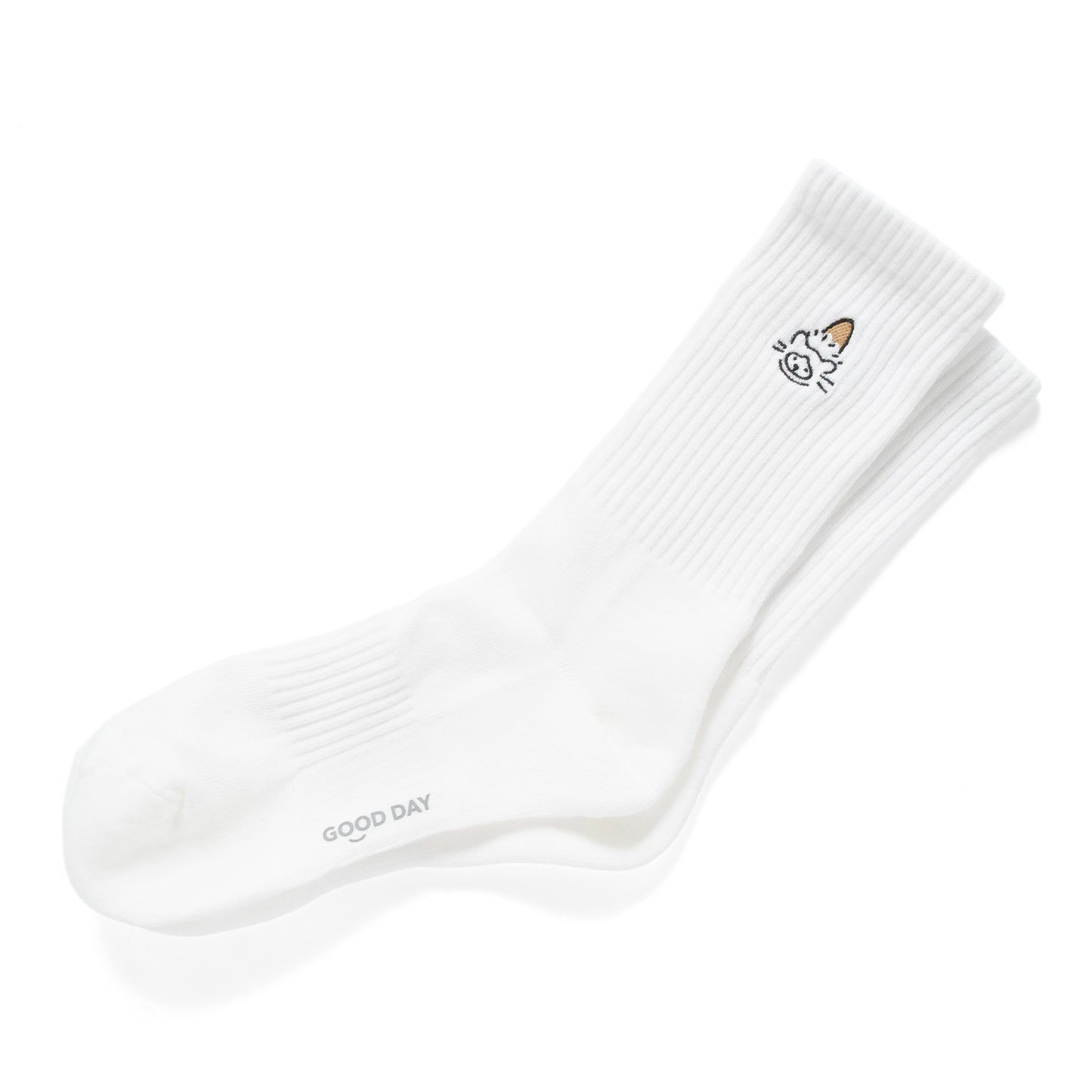 (EX663) Brown Hat Cat Embroidery Socks