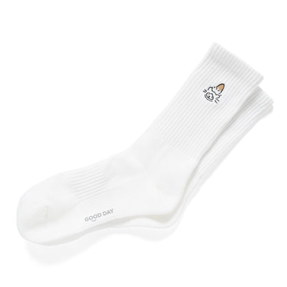 (EX663) Brown Hat Cat Embroidery Socks