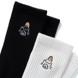 (EX663) Brown Hat Cat Embroidery Socks