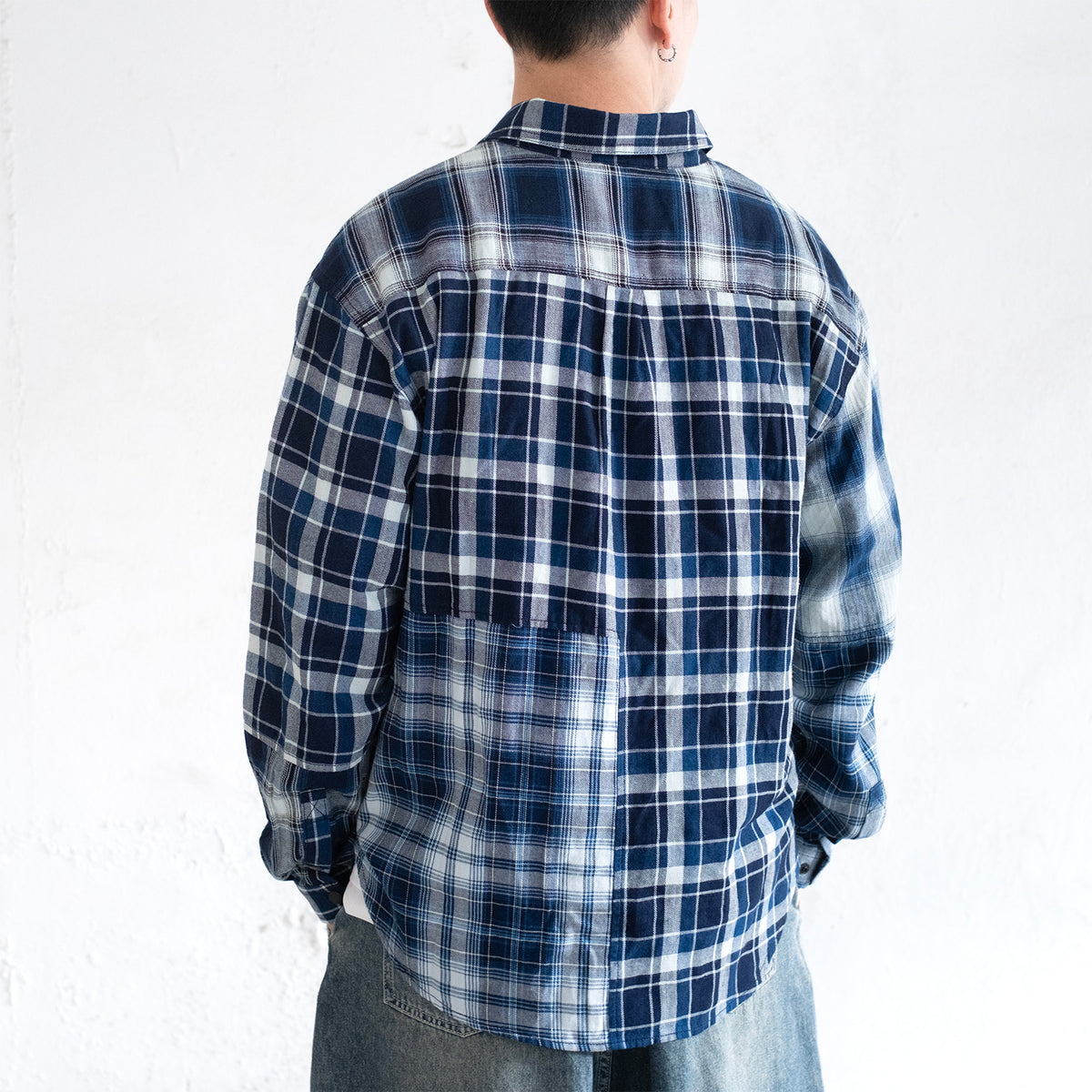 (ST560) Check Patchwork Shirt
