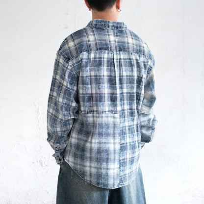 (ST560) Check Patchwork Shirt
