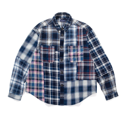(ST560) Check Patchwork Shirt
