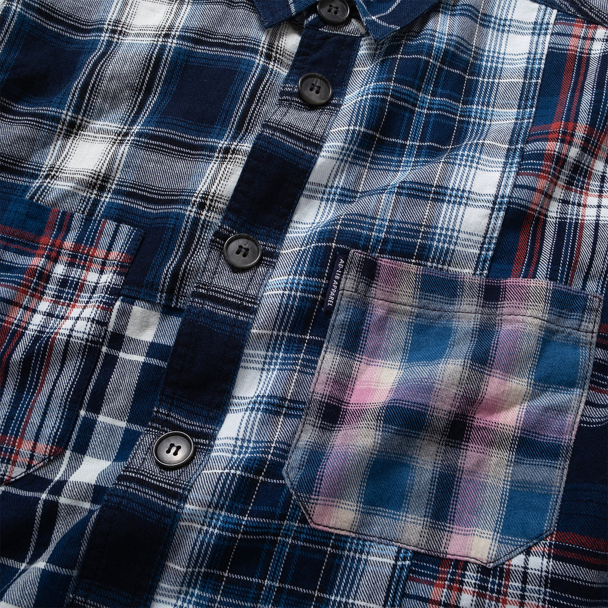 (ST560) Check Patchwork Shirt