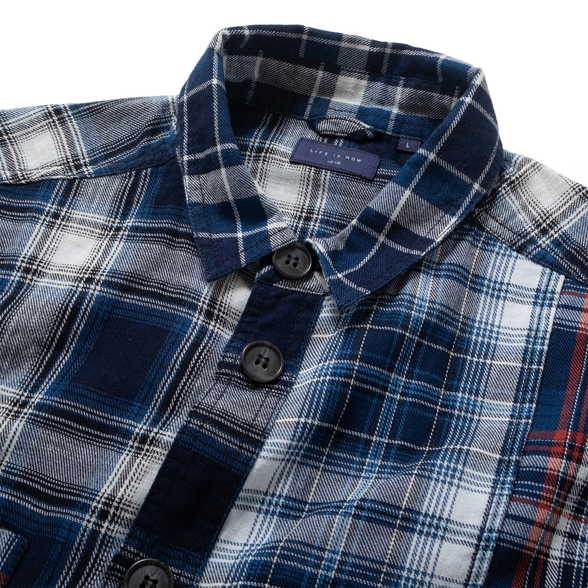 (ST560) Check Patchwork Shirt