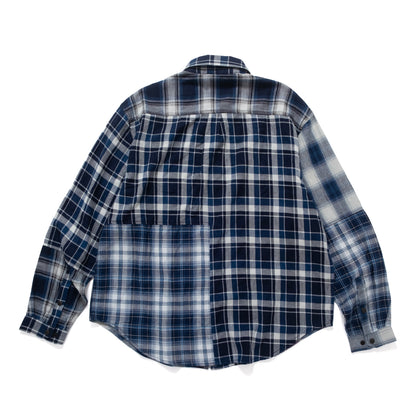 (ST560) Check Patchwork Shirt