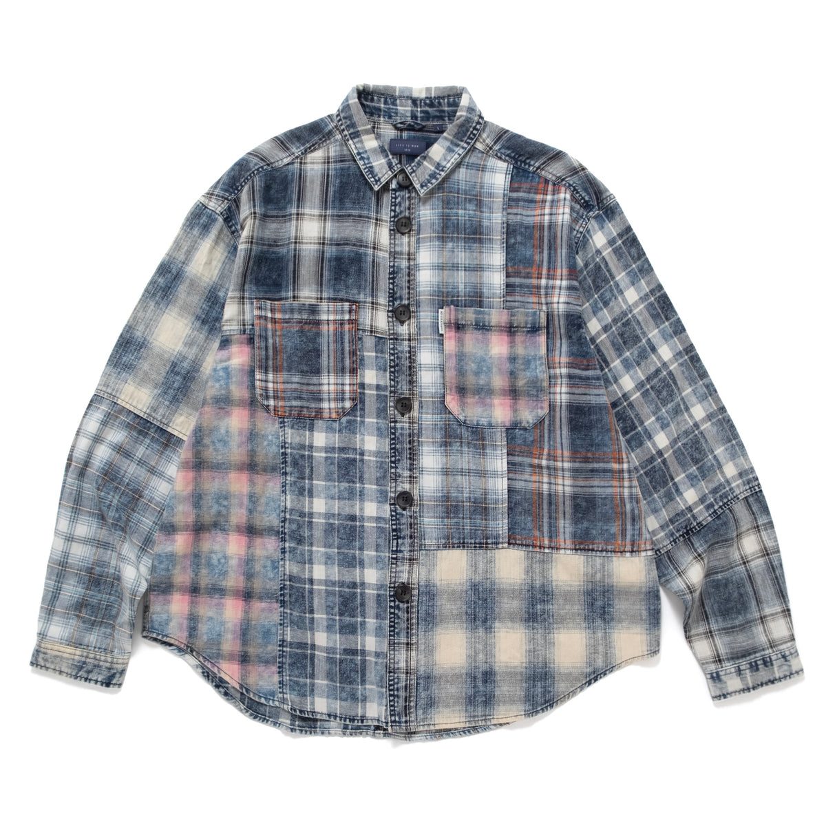 (ST560) Check Patchwork Shirt