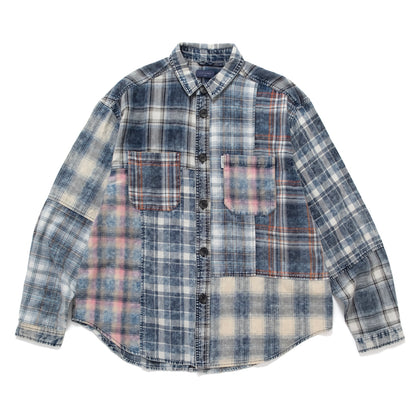 (ST560) Check Patchwork Shirt