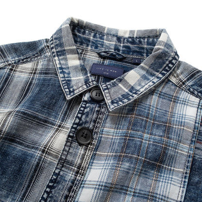 (ST560) Check Patchwork Shirt