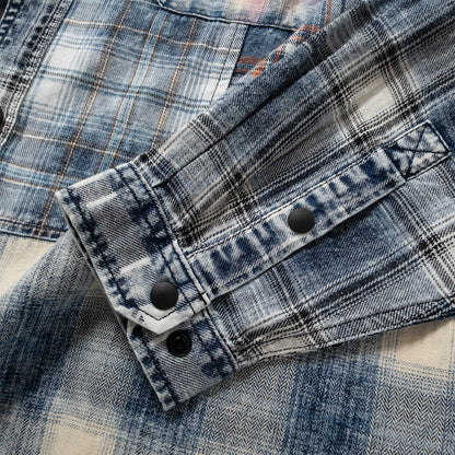 (ST560) Check Patchwork Shirt