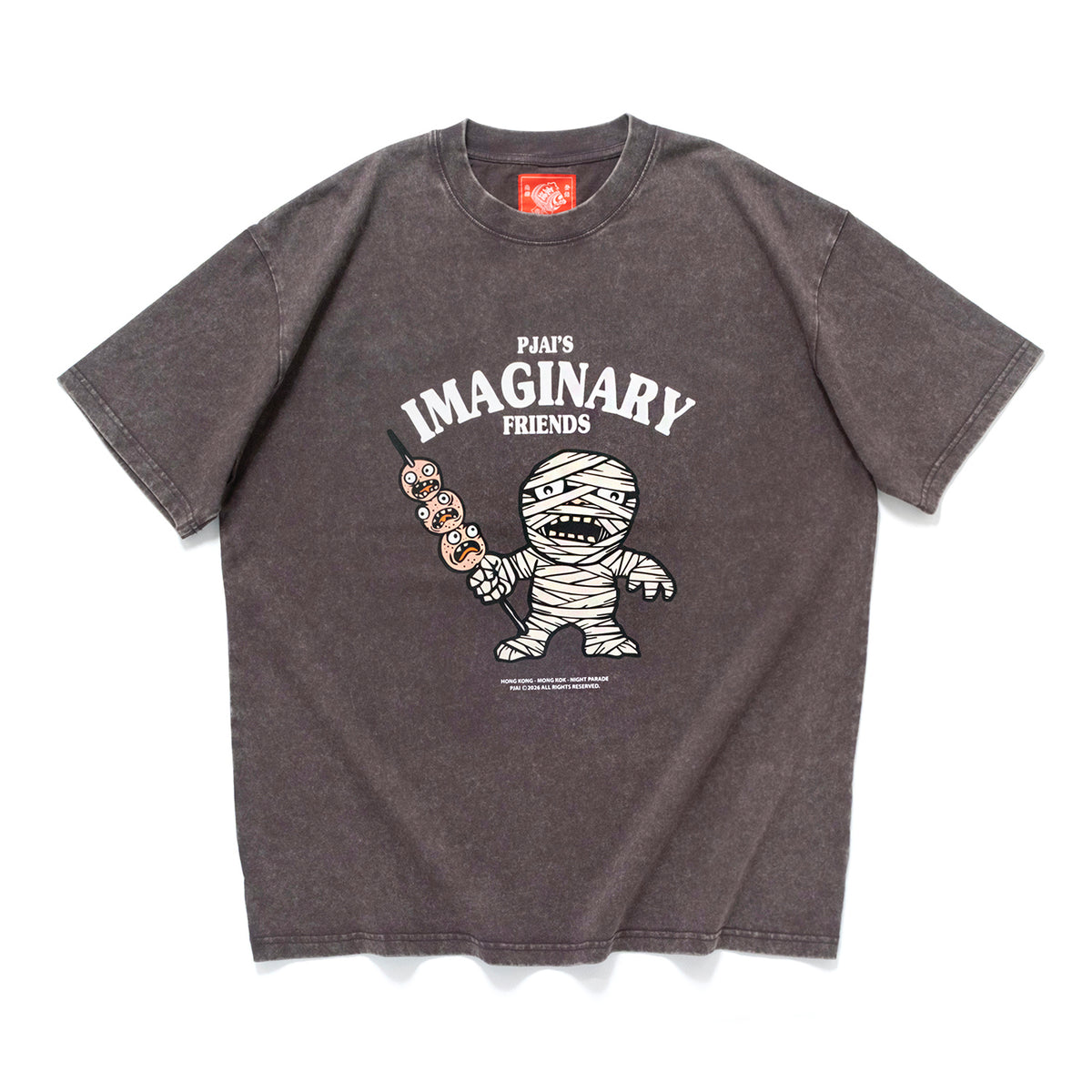 (EX736) Fish Ball Mummy Graphic Washed Tee