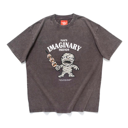 (EX736) Fish Ball Mummy Graphic Washed Tee