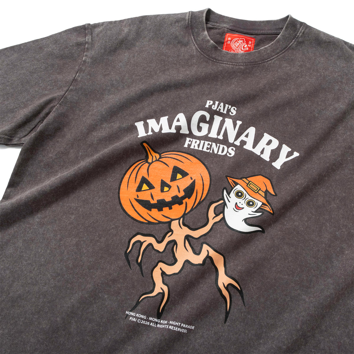 (EX737) Pumpkin Graphic Washed Tee