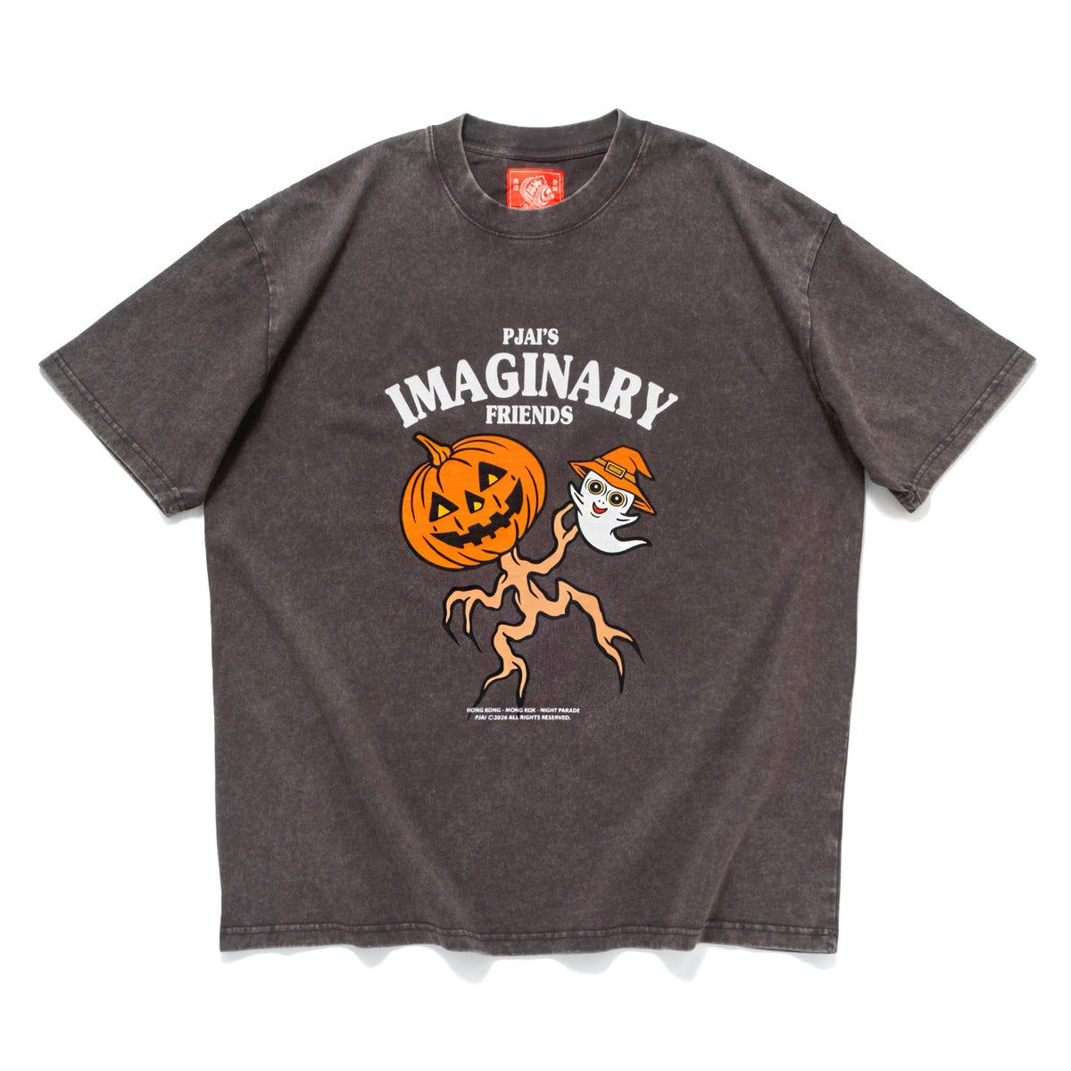 (EX737) Pumpkin Graphic Washed Tee