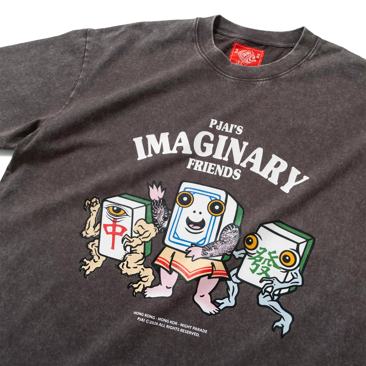 (EX738) Mahjong Graphic Washed Tee