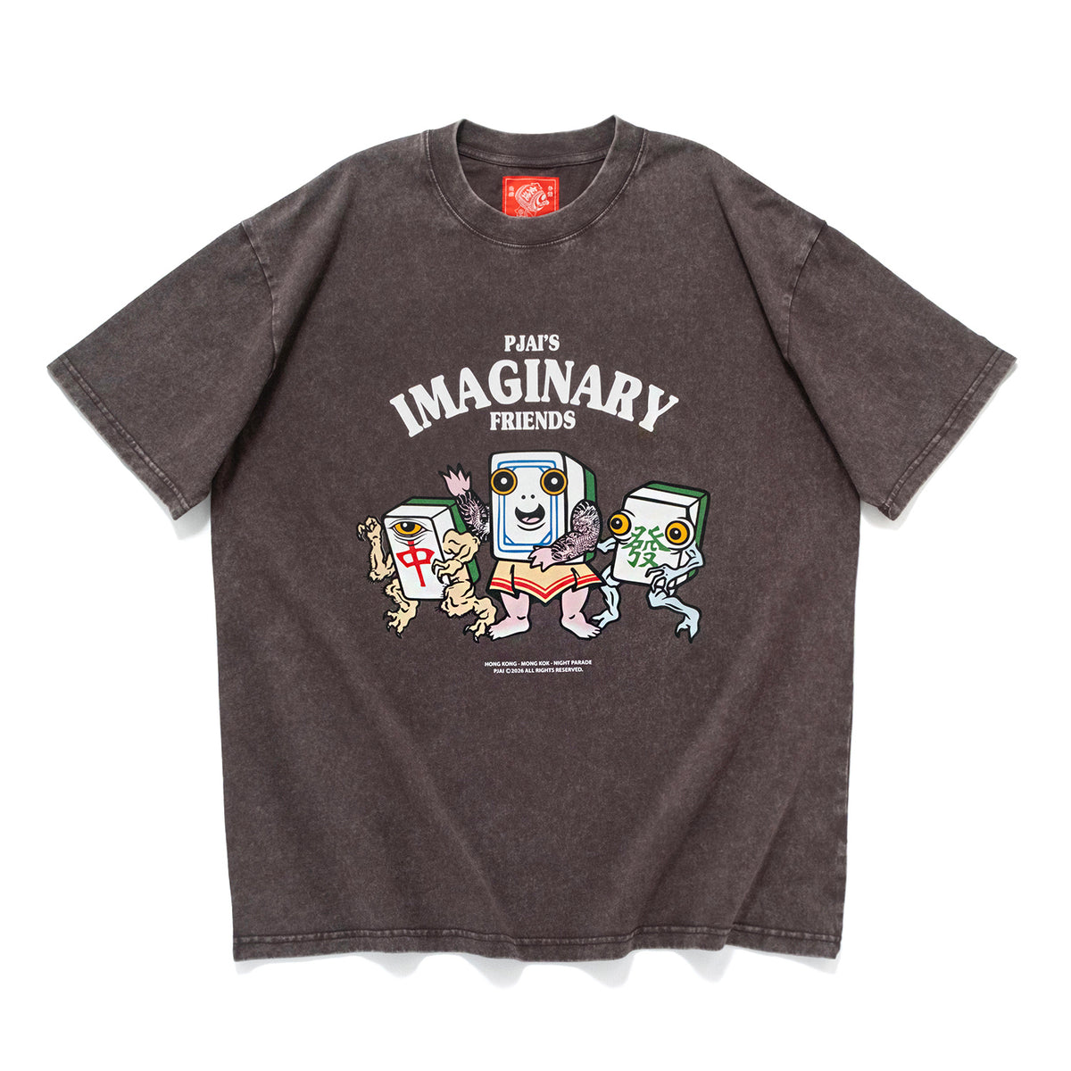 (EX738) Mahjong Graphic Washed Tee