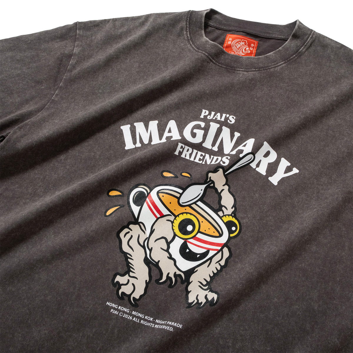 (EX741) Milk Tea Graphic Washed Tee